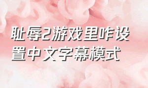 耻辱2游戏里咋设置中文字幕模式