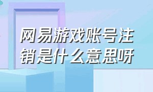 网易游戏账号注销是什么意思呀