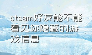 steam好友能不能看见你隐藏的游戏信息