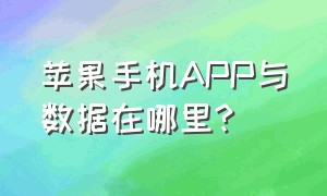 苹果手机APP与数据在哪里?