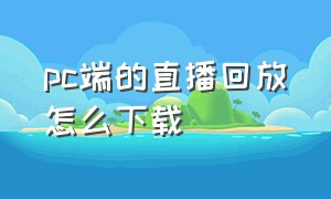 pc端的直播回放怎么下载