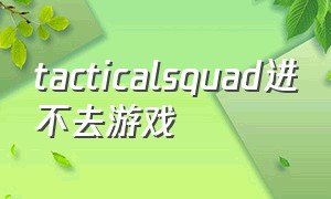 tacticalsquad进不去游戏