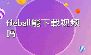 fileball能下载视频吗