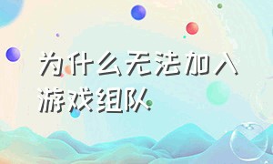 为什么无法加入游戏组队