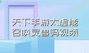 天下手游太虚能召唤灵兽吗视频