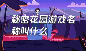 秘密花园游戏名称叫什么