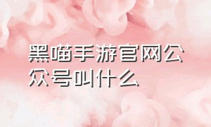 黑喵手游官网公众号叫什么