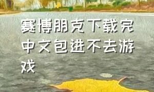赛博朋克下载完中文包进不去游戏