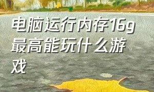 电脑运行内存16g最高能玩什么游戏