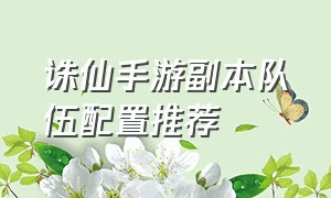 诛仙手游副本队伍配置推荐