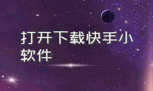 打开下载快手小软件