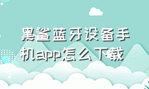 黑鲨蓝牙设备手机app怎么下载