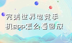 完美世界电竞手机app怎么看回放