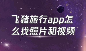 飞猪旅行app怎么找照片和视频