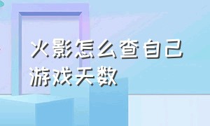 火影怎么查自己游戏天数