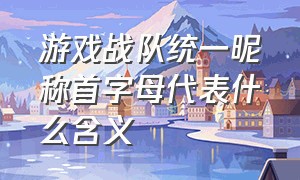 游戏战队统一昵称首字母代表什么含义