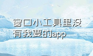 窗口小工具里没有我要的app