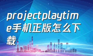 projectplaytime手机正版怎么下载