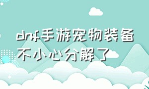 dnf手游宠物装备不小心分解了