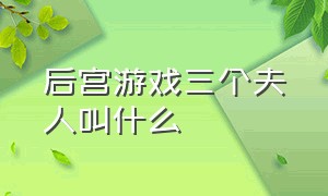 后宫游戏三个夫人叫什么