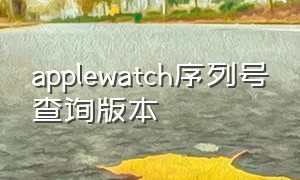 applewatch序列号查询版本