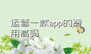 运营一款app的费用高吗