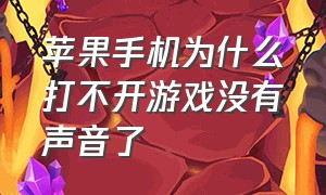 苹果手机为什么打不开游戏没有声音了