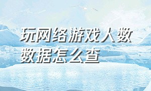 玩网络游戏人数数据怎么查