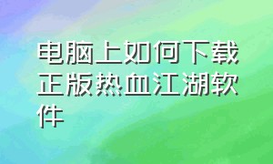 电脑上如何下载正版热血江湖软件