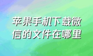 苹果手机下载微信的文件在哪里