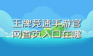 王牌竞速手游官网首页入口在哪