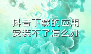 抖音下载的应用安装不了怎么办