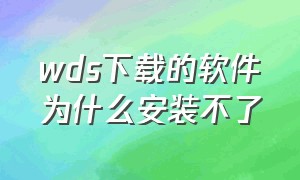 wds下载的软件为什么安装不了