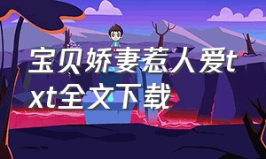 宝贝娇妻惹人爱txt全文下载