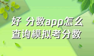 好 分数app怎么查询模拟考分数