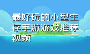 最好玩的小型生存手游游戏推荐视频