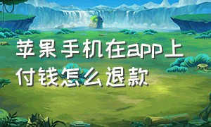 苹果手机在app上付钱怎么退款