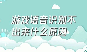 游戏语音识别不出来什么原因