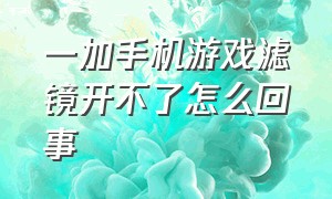 一加手机游戏滤镜开不了怎么回事