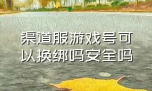 渠道服游戏号可以换绑吗安全吗