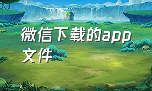 微信下载的app文件