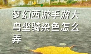 梦幻西游手游大鸟坐骑染色怎么弄