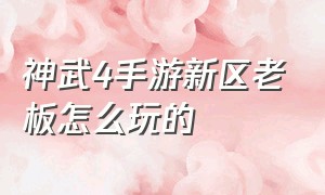 神武4手游新区老板怎么玩的