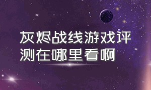 灰烬战线游戏评测在哪里看啊