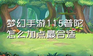 梦幻手游115普陀怎么加点最合适