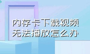 内存卡下载视频无法播放怎么办