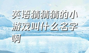 英语猜猜猜的小游戏叫什么名字啊