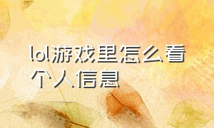 lol游戏里怎么看个人信息