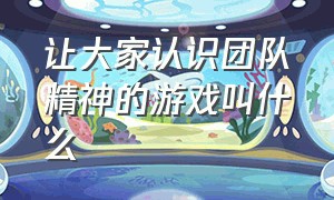 让大家认识团队精神的游戏叫什么