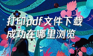 打印pdf文件下载成功在哪里浏览